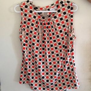 Calvin Klein sleeveless red and black dots top.